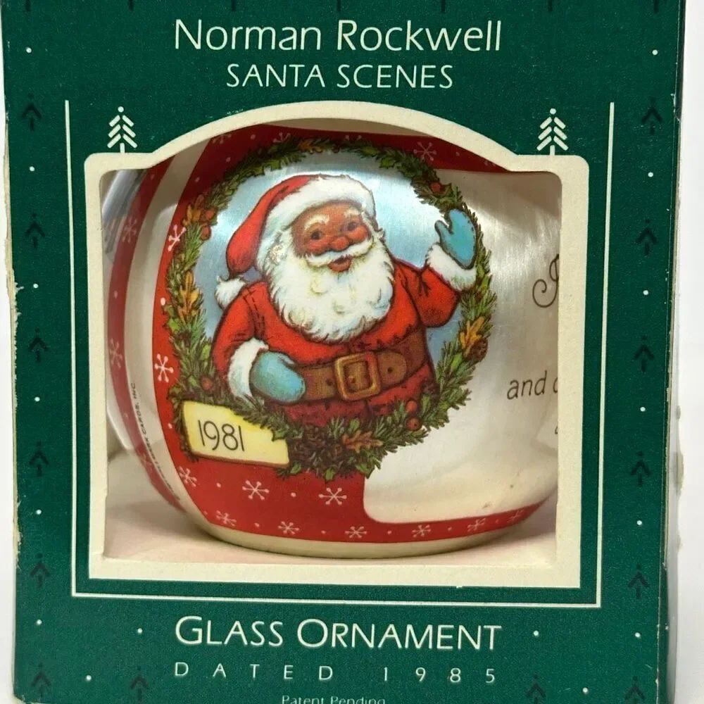 Vintage Hallmark Norman Rockwell Glass Ball Christmas Ornament 1985